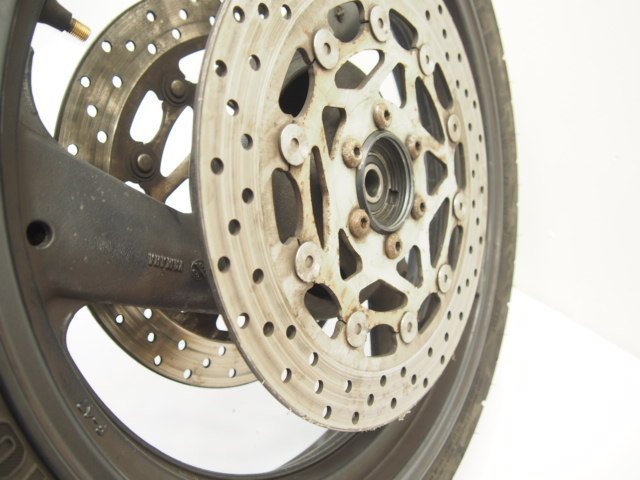 XJR400R純正フロントホイール前ホイール4HM 17x3.00 F-47刻印 21年式タイヤ_画像5