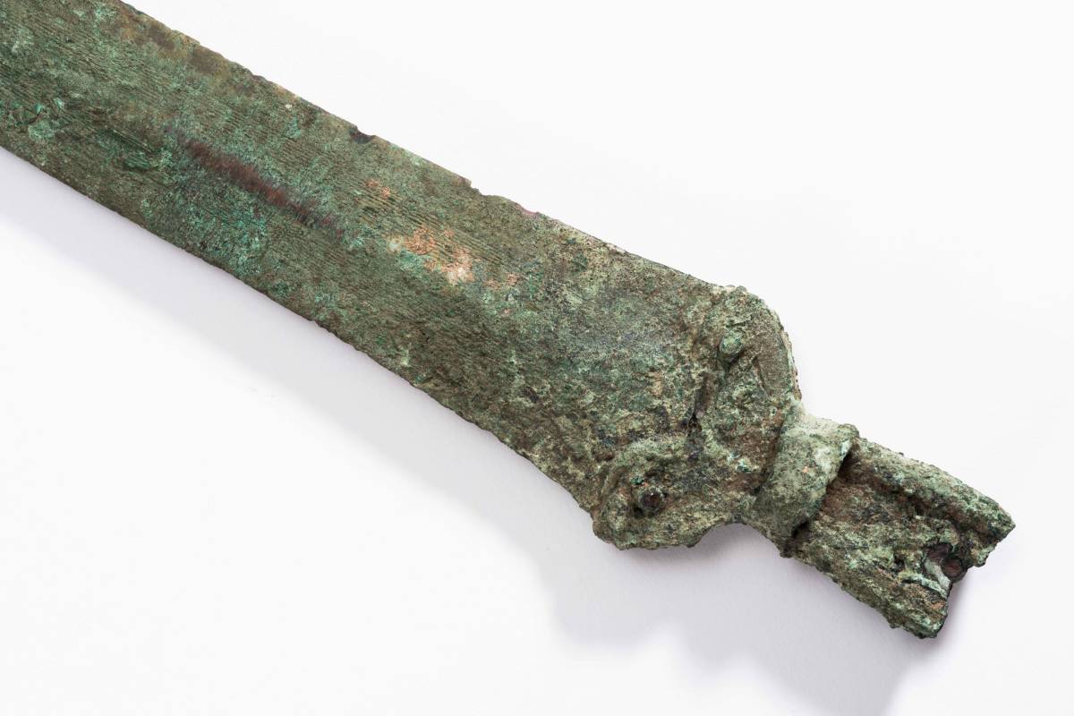 中国青銅器 古銅製 青銅剣 時代物 重量295g 34×5cm 中国美術 唐物 YS2410528_画像5