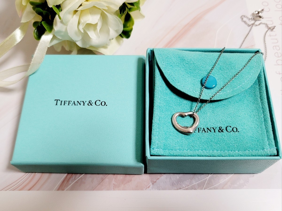 【Tiffany& Co.】ティファニー ネックレス オープンハート エルサペレッティ シルバー925 外箱 保存袋