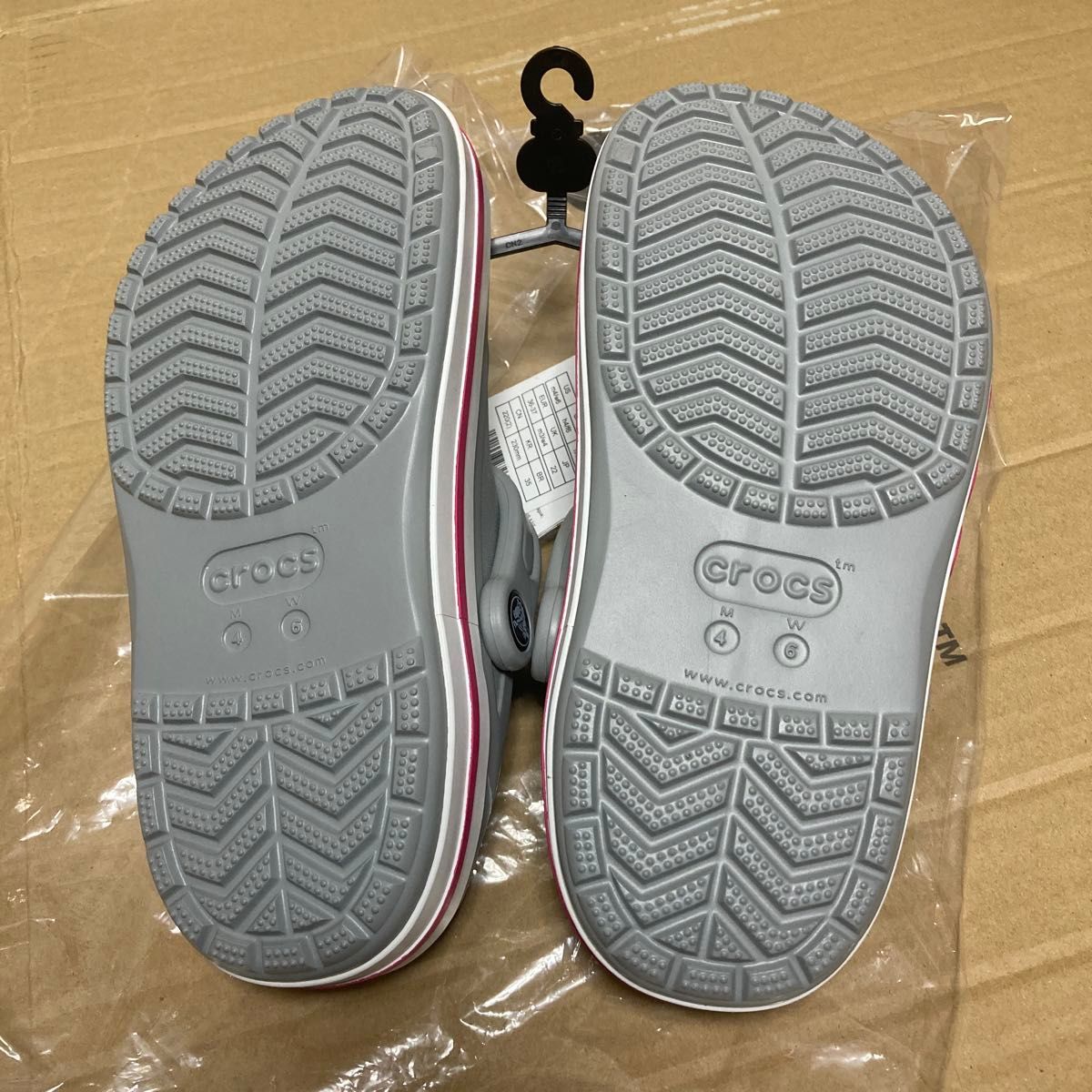 【22cm】バヤバンド クロッグ クロックス BAYABAND CLOG CROCS ライトグレー ピンク