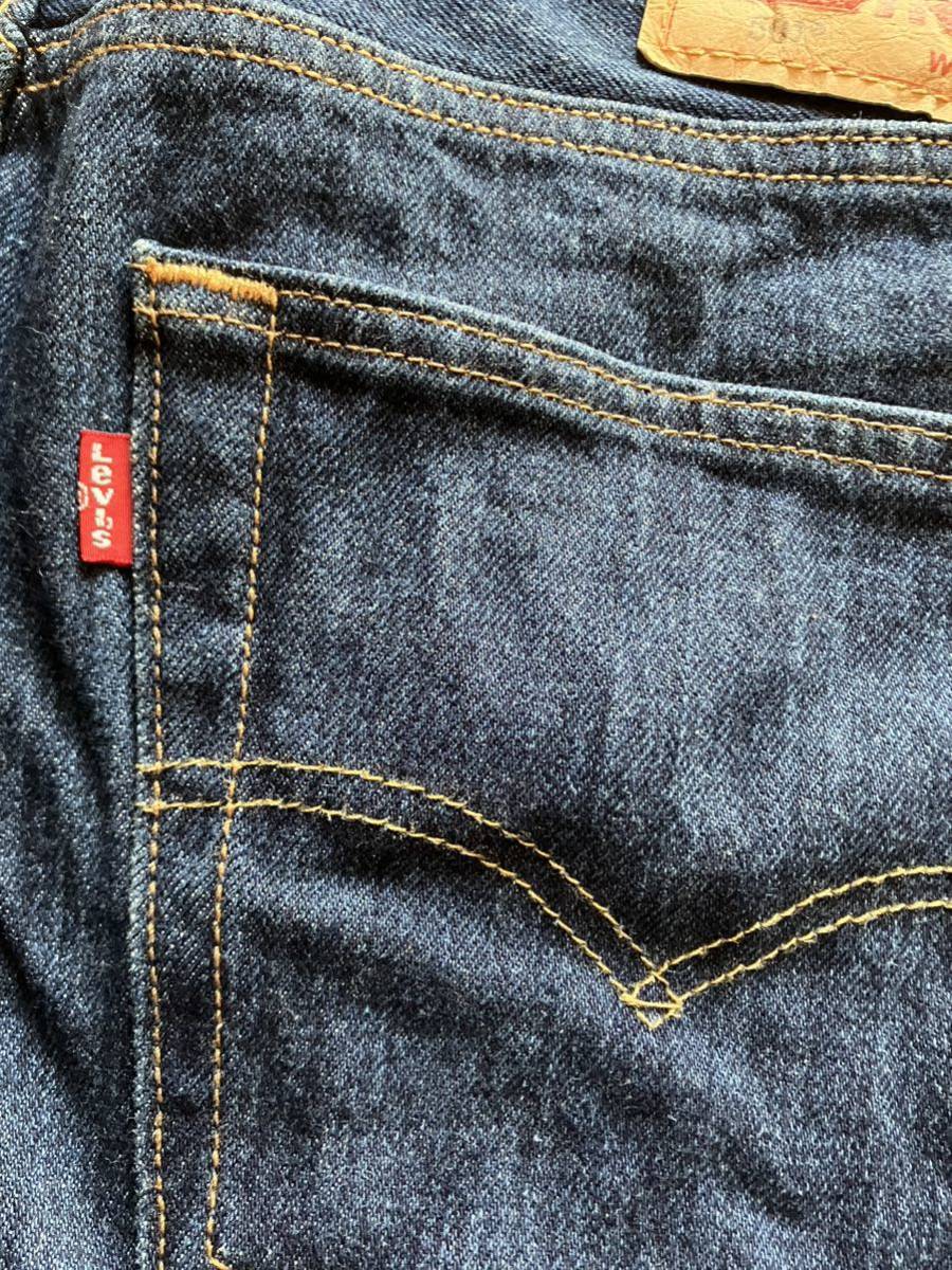 即決 W34 リーバイス Levi's 501 濃紺 ボタンフライ ストレート スモールe オレンジステッチ 5ポケット型 定番モデル アメカジ_画像5