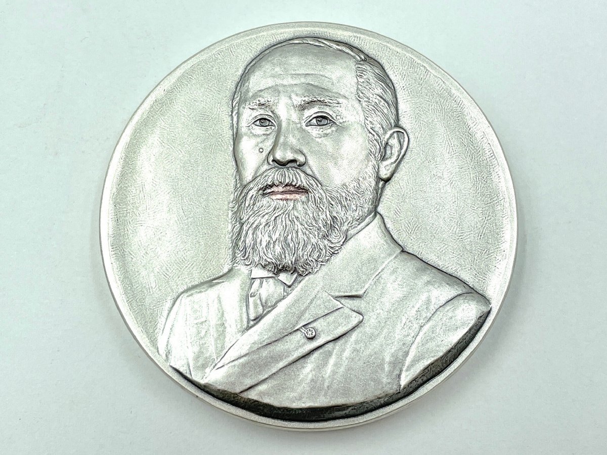 【純銀】伊藤博文 肖像メダル 純銀製 品位証明刻印入 直径60ミリ 160g 専用ケース入り(HJ060)_画像3