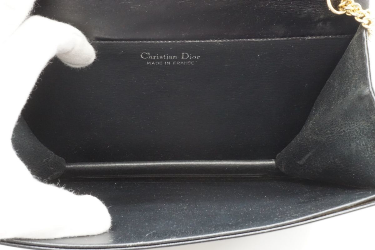 1円〜 クリスチャン ディオール ヴィンテージ 2way ミニ チェーン ショルダー バッグ クラッチ レザー 黒 ブラック Christian Dior 7273h_画像9