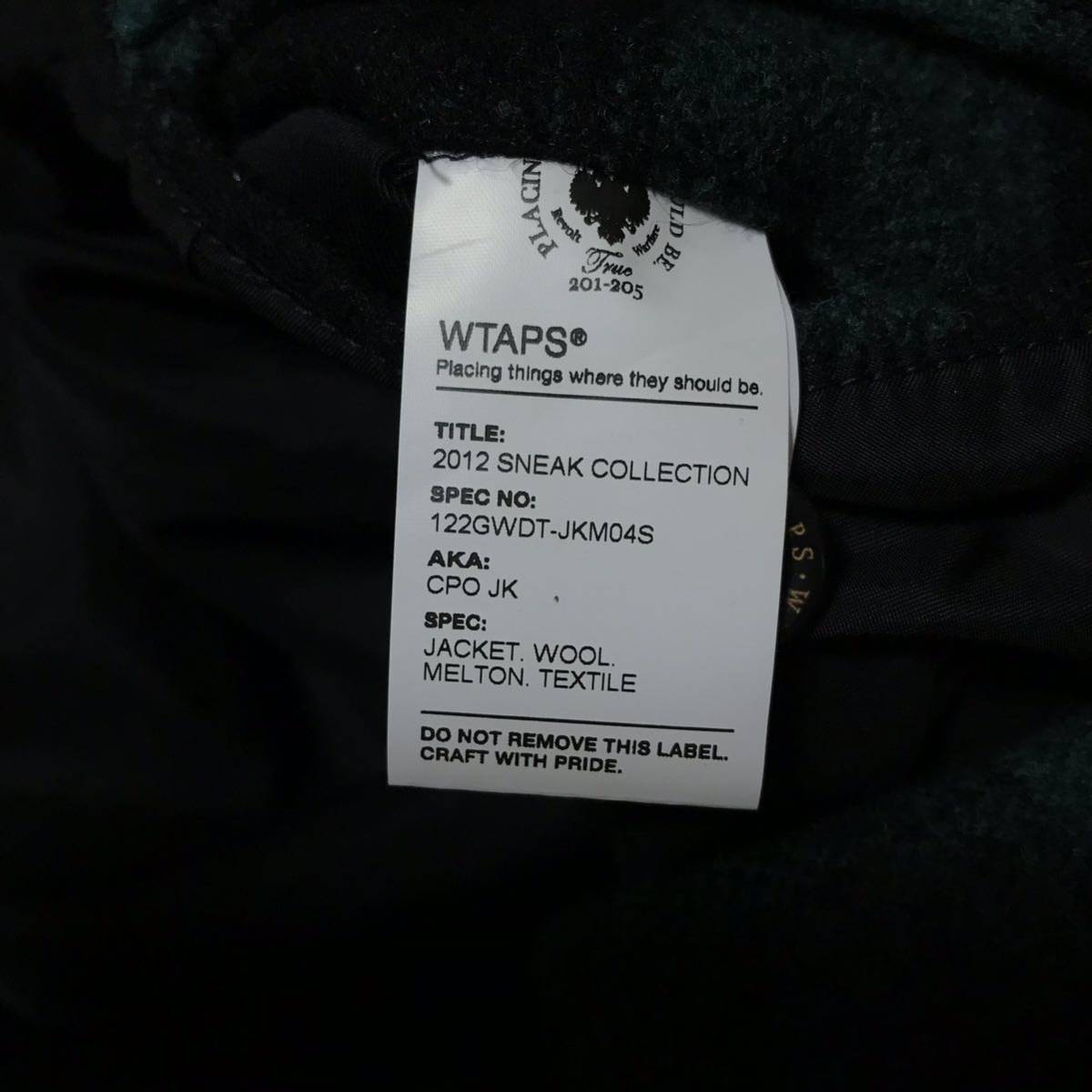 初売限定 WTAPS COP JK Jacket ジャケット ウール メルトン チェック グリーン M_画像7