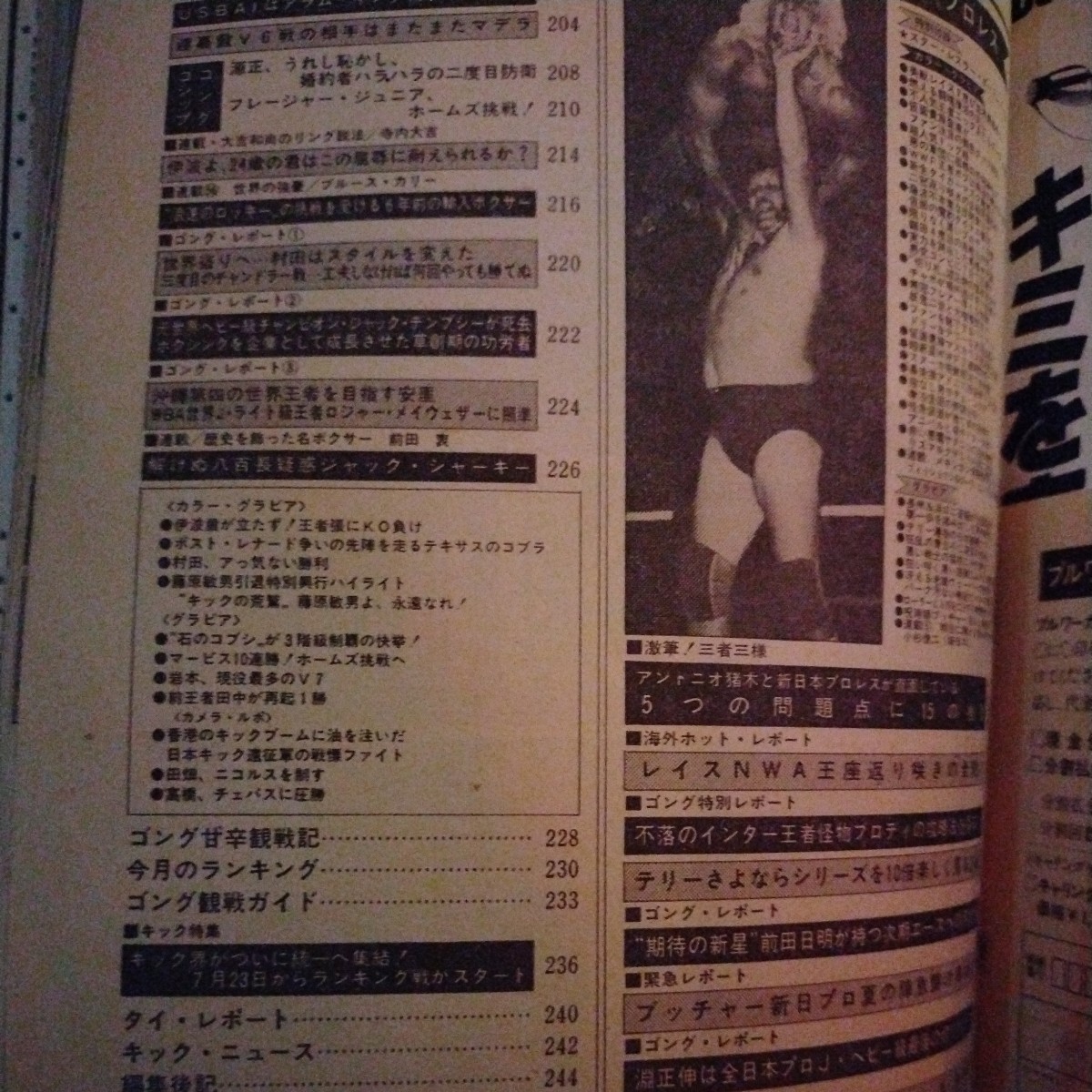 送料無料　ゴング　1983年8月号　プロレス　ボクシング　キックボクシング　藤原敏男引退_画像2