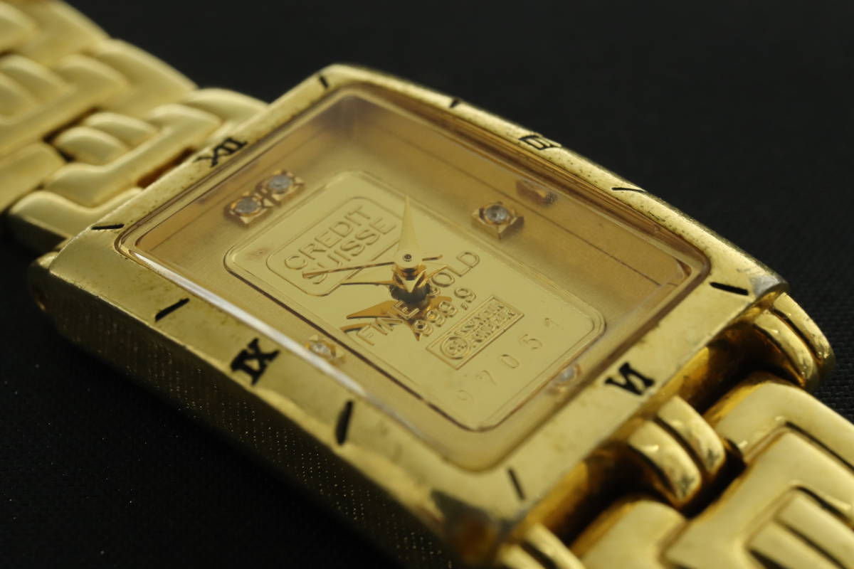 VMPD5-1214-88 エルジン 腕時計 FK-929-C FK-928-C FINE GOLD 999.9 GOLD INGOT 1g ペア 2点セット 約124g メンズ レディース ジャンク_画像8