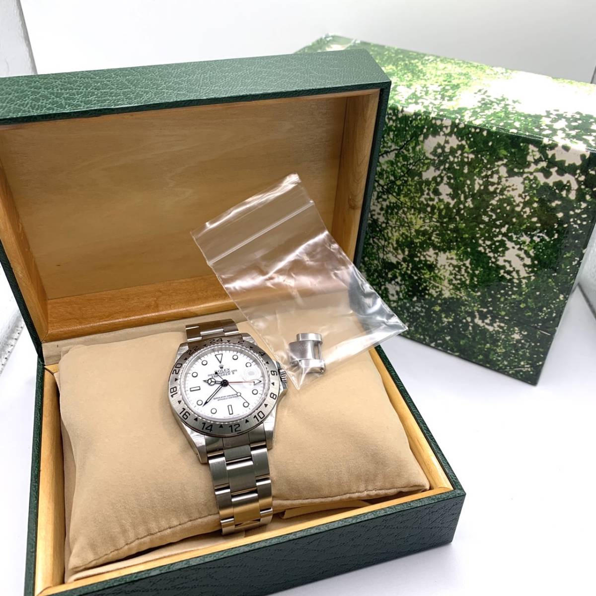 #10804 ROLEX エクスプローラーⅡ白文字盤 Ref.16570/U番 社外BOX コマ1 稼働品_画像9