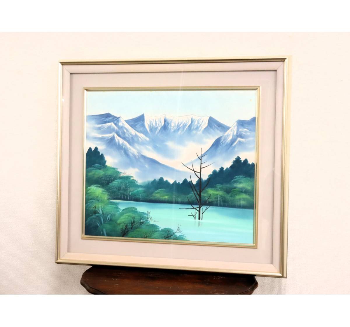 U682 【真作】 田中祥堂 作 「彩色山水」 風景画/水彩画? 額装 U682 【真作】 田中祥堂 作 「彩色山水」 風景画/水彩画? 額装