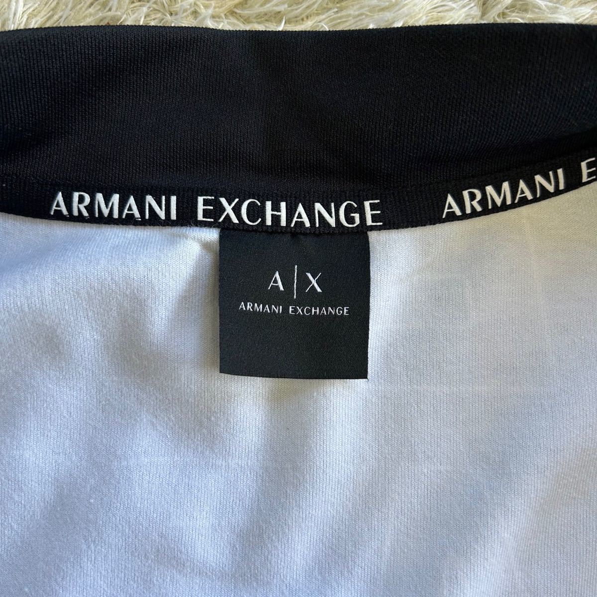 極美品!! アルマーニ エクスチェンジ『溢れる高級感』ARMANI EXCHANGE ブルゾン MA-1 ジャケット M ブランドロゴ総柄 コットン ブラック 黒_画像7