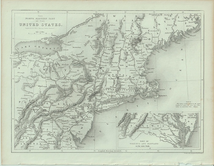 1840年 Bartlett アメリカの風景 鋼版画 アメリカ北東部 地図 マサチューセッツ ニューヨーク ペンシルベニア ニューハンプシャー_画像1