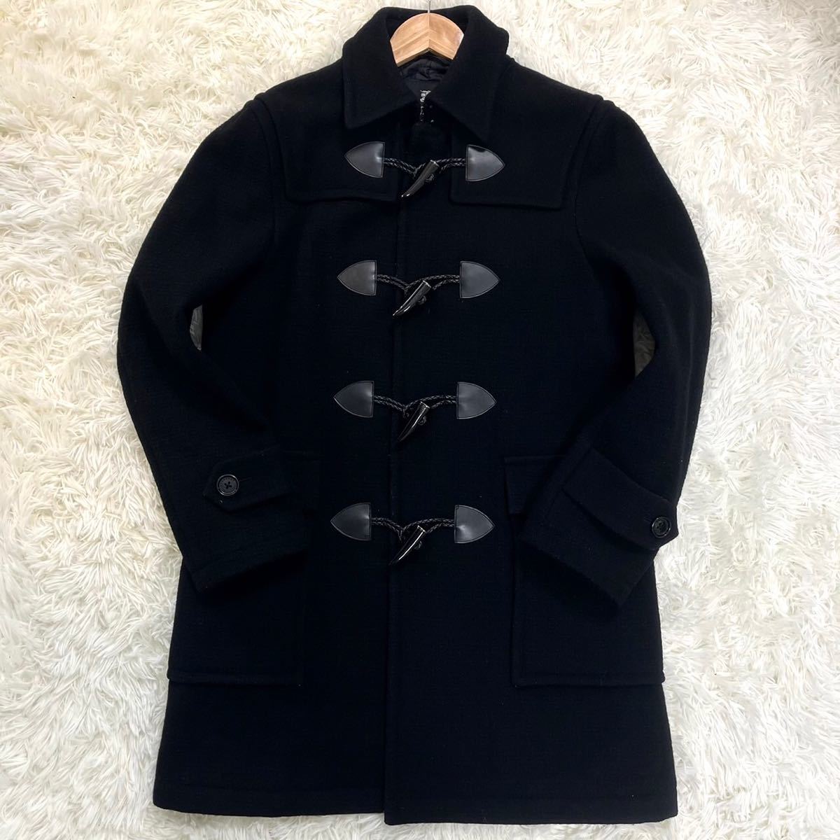 1278【極美品 山Pモデル】BURBERRY BLACK LABEL バーバリー ブラックレーベル ダッフルコート ロング丈 ステンカラー シャドーチェック 黒_画像2