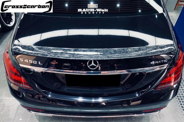 クロスカーボン◆W222 Sクラス用AMG 鍛造カーボンタイプトランクスポイラー/フォージドカーボン/S400/S550/S63/S65/大理石のような美しさ_画像1