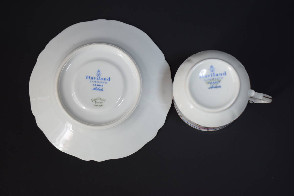 Haviland LIMOGES アビランド リモージュ France デミタス カップ＆ソーサー リボン 食器 珈琲 2客セット_画像5