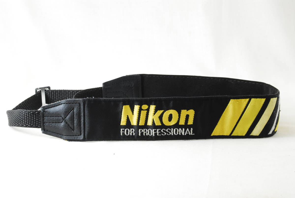 ☆Nikon ニコン for Professional プロストラップ レンズ用 黒色(ブラック)×黄色(イエロー)NPS 超望遠 長玉用 レア プロフェッショナル☆