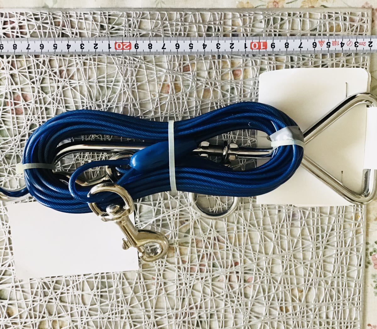 ドッグポール ワイヤー リードセット ブルー 埋め込み 係留ステッキ グラウンドアンカー #3825 25ft Medium Tie Cable & 18&"Steakの画像4