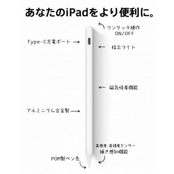 タッチ ペン iPad タブレット ペンシル スタイラス 傾き感知 誤作動防止f_画像9