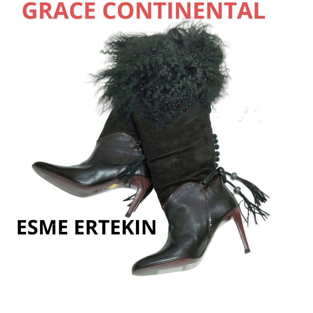 レア！ESME ERTEKIN グレースコンチネンタル　スウェードファーブーツ_画像1