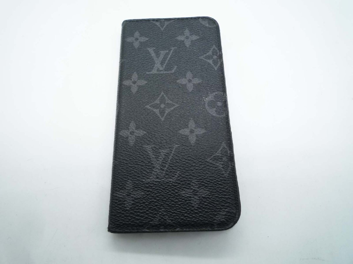 ■LOUIS VUITTON ルイヴィトン モノグラム エクリプス スマホケース フォリオ iPhone7 iPhone8 iPhoneSE2 M62640 箱付 イニシャル■/A_画像2