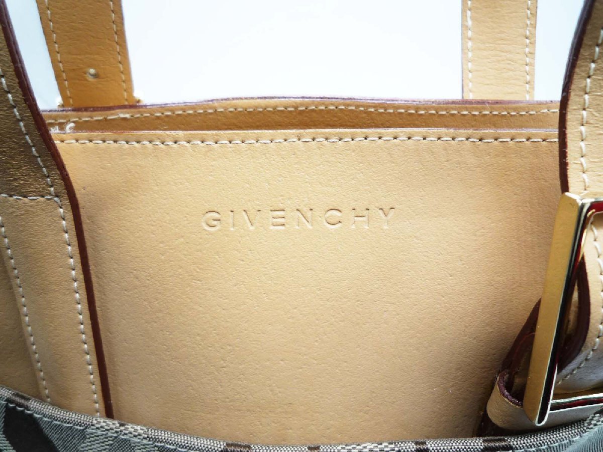 ■GIVENCHY ジバンシー ハンドバッグ レザー×ナイロン ブラウン系 ミニバッグ■/A_画像6