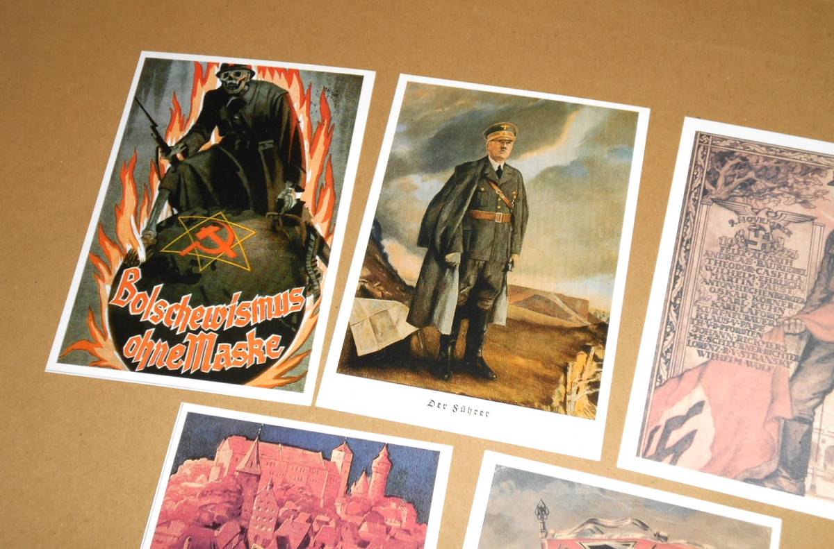 未使用☆ヒトラー総統他ナチスドイツ・プロパガンダポスターのポストカード5枚＋おまけ_画像2