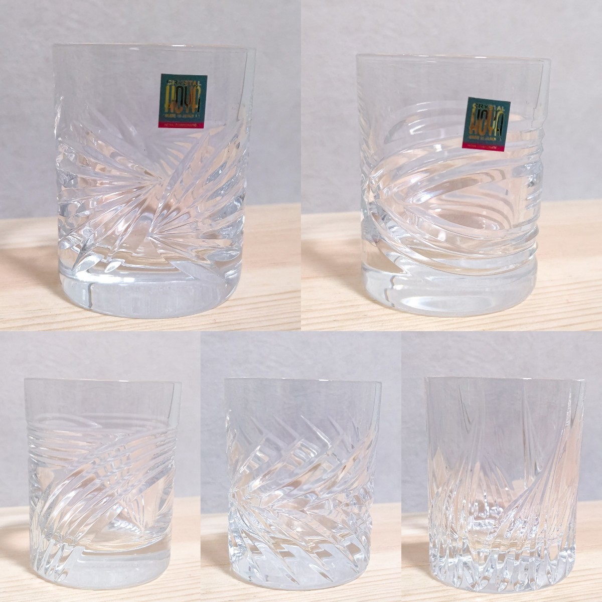 HOYA CRYSTAL ショットグラス ホヤ クリスタル カットガラス 5個セット 酒器 中古 送料無料 即決_画像2