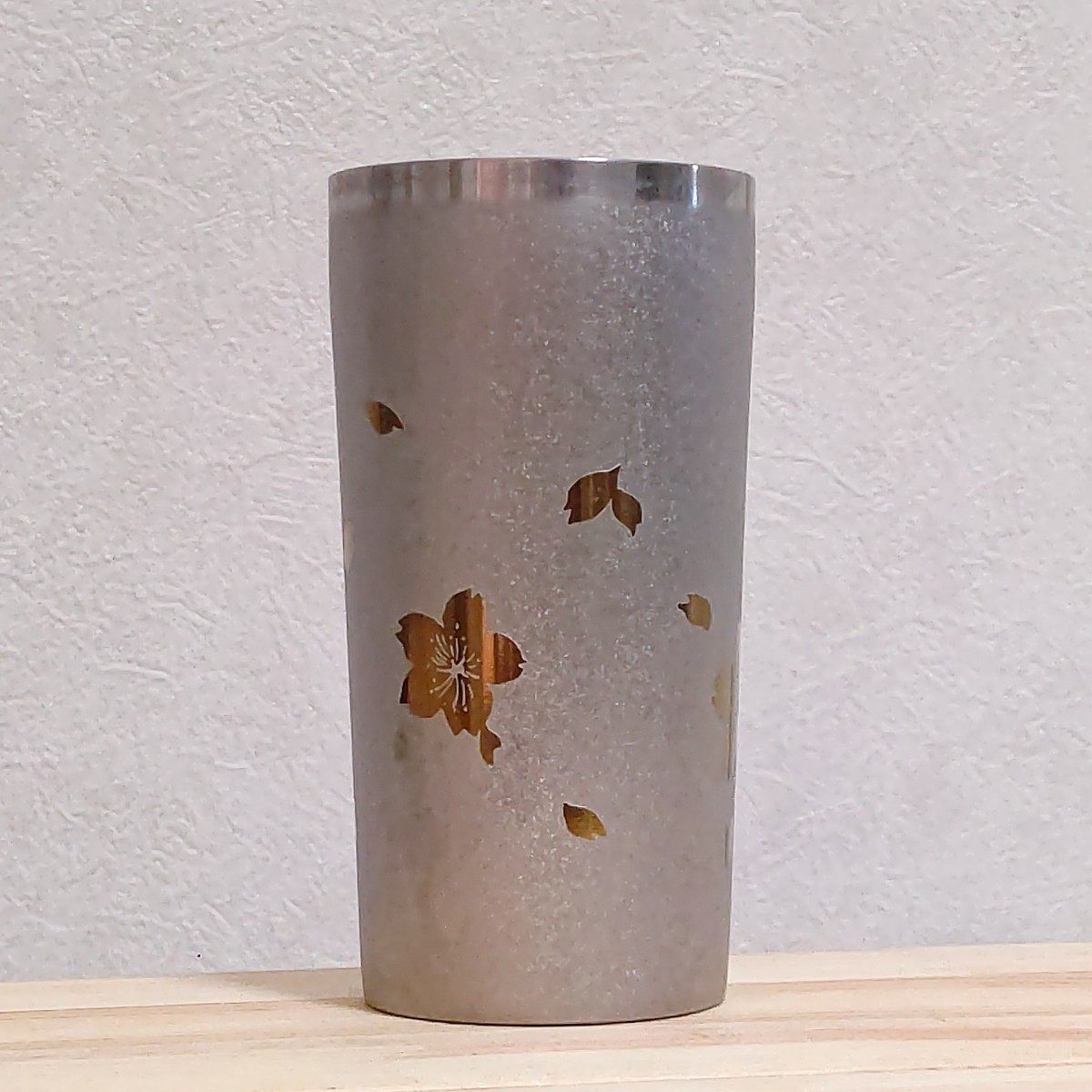 HORIE ホリエ チタン二重タンブラー グラス 桜花 日本製 中古 送料無料 即決の画像2