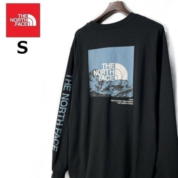 1円～!売切!【正規新品】THE NORTH FACE◆L/S LOGO PLAY 長袖 Tシャツ ロンT US限定 袖ロゴ ヒマラヤ 落描き風 ボックスロゴ(S)黒180902-20_画像1