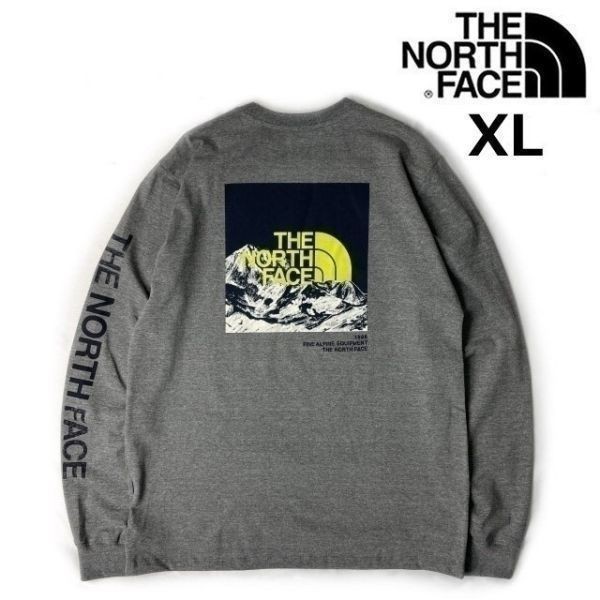 1円～!売切!【正規新品】THE NORTH FACE L/S LOGO PLAY TEE 長袖 Tシャツ ロンT US限定 袖ロゴ ヒマラヤ 落描き風(XL)グレー180902-20_画像2