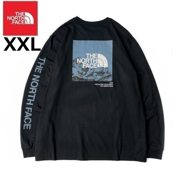 1円～!売切!【正規新品】THE NORTH FACE◆L/S LOGO PLAY 長袖 Tシャツ ロンT US限定 ヒマラヤ 落描き風 ボックスロゴ(XXL)黒 180902-20_画像3