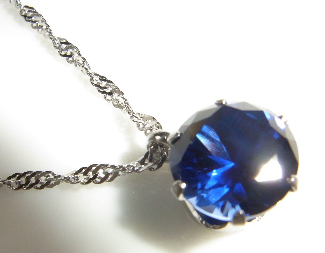 ◇大粒 日本製◇5CT 10ミリ サファイア ペンダント ステンレス製 ◇大粒 日本製◇5CT 10ミリ サファイア ペンダント ステンレス製