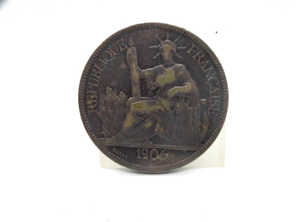 ■フランス インドシナ 貿易銀 1906 世界 硬貨 銀貨 古銭 アンティーク コレクション 自由の女神 _画像2