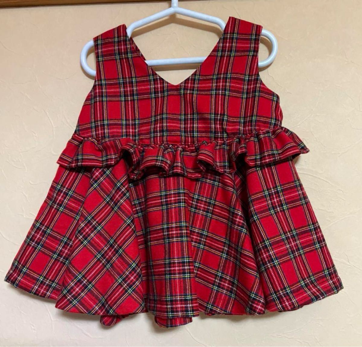 赤チュニック　ジャンバースカート　カットソーセット　100㎝女児　ハンドメイド
