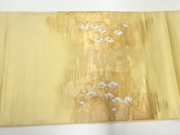 ys6882206; 宗sou 枝梅に椿模様刺繍袋帯（材料）【アンティーク】【着】_画像9