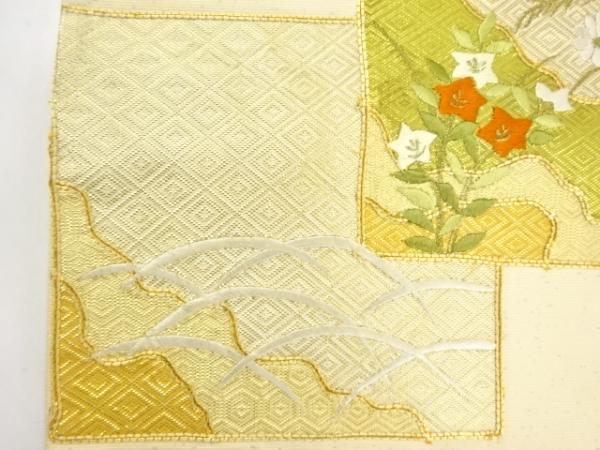 ys6882342; 宗sou 色紙に草花模様刺繍袋帯（材料）【アンティーク】【着】_画像4