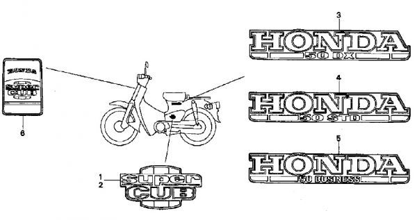 C90 純正 レッグシールドエンブレム 3点 リベット NH138 スーパーカブ 白色 フロント カバー HONDA ウイングマーク シャリー ハミング .gac_C50　F-31-2　マーク