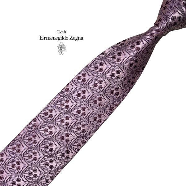 Ermenegildo Zegna 高級ネクタイ パターン柄 総柄 USED エルメネジルドゼニア メンズ服飾小物 中古 ネコポス可 t666_画像1