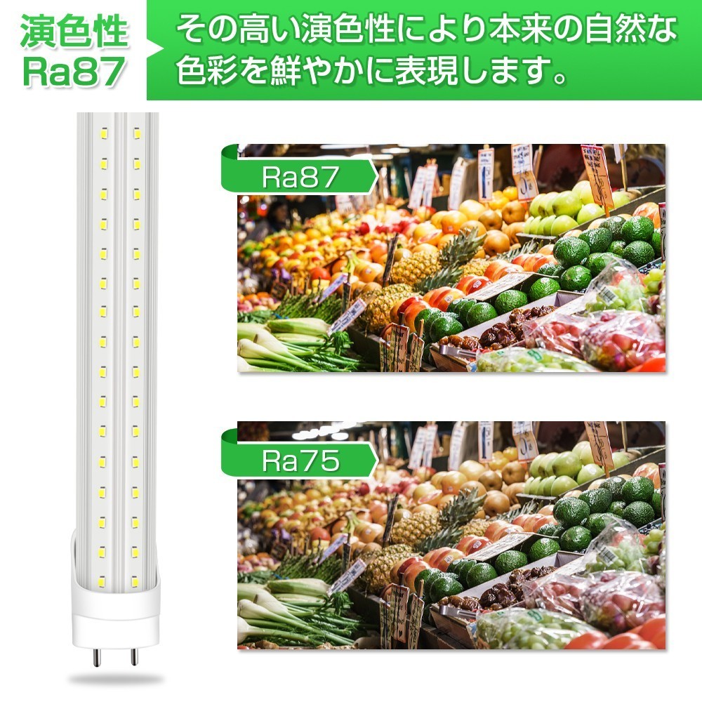 即納 業界最高 送料無料 40本セット 直管LED蛍光灯 60W形 昼光色6500K 5000lm 1200mm T8 240個素子 G13 照射角270° AC85-265V 1年保証D22_画像3