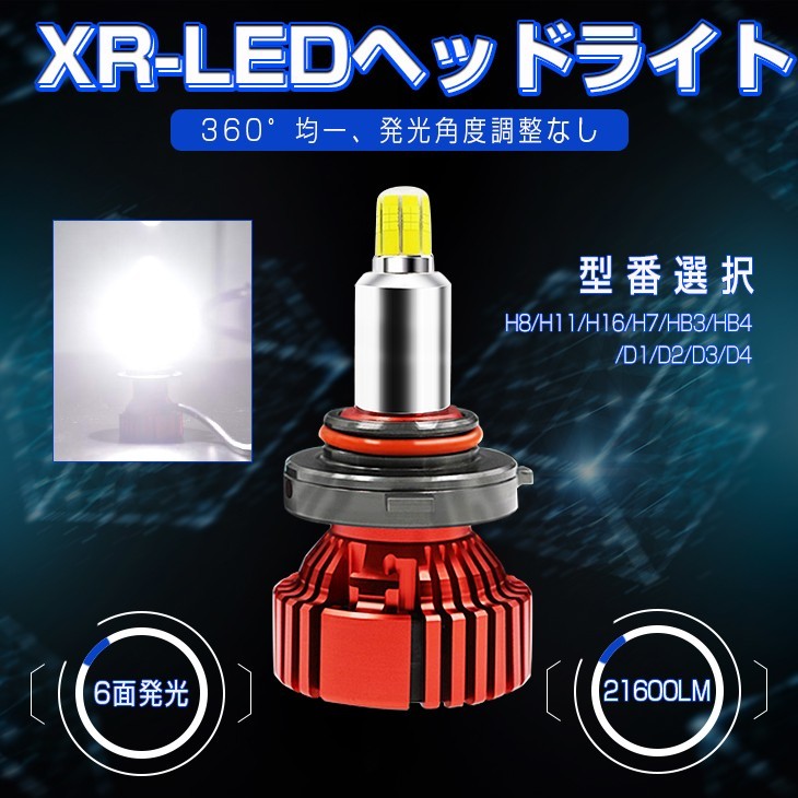 日本初登場 LEDヘッドライト Philips LED 6面発光 21600LM 一体型 H7 H8 H11 H16 HB3 HB4 H4 H1 H3 H3C D1 D2 D3 D4 車検対応 送料込 XR_画像1