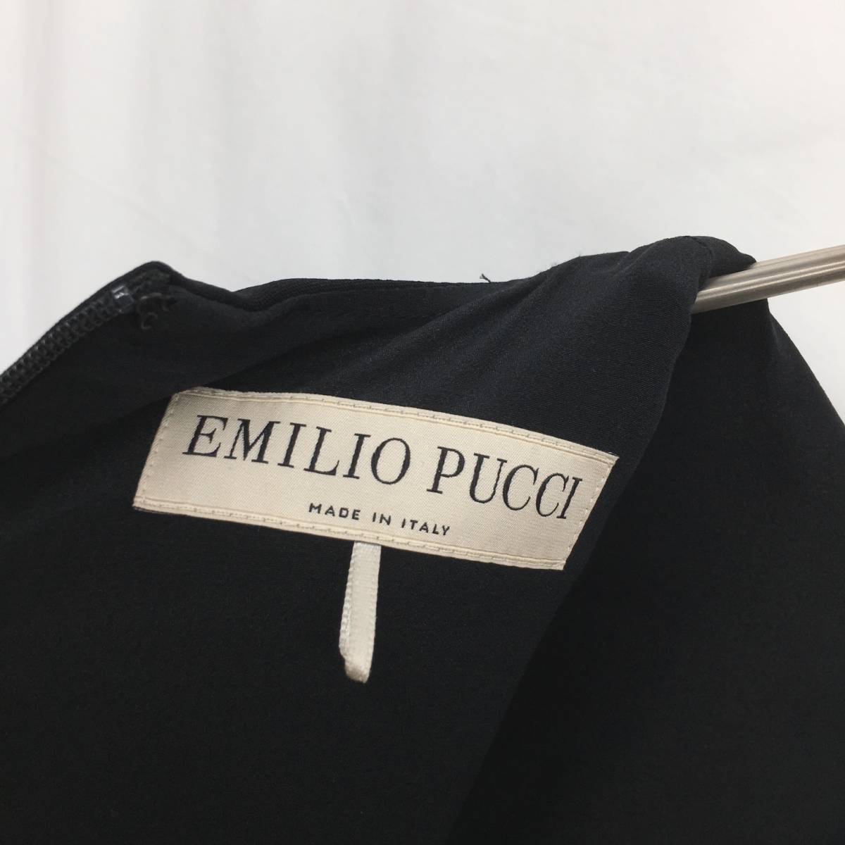 NZ716● EMILIO PUCCI エミリオプッチ フリンジスリーブドレス ワンピース●36●ブラック エミリオ・プッチ_画像6