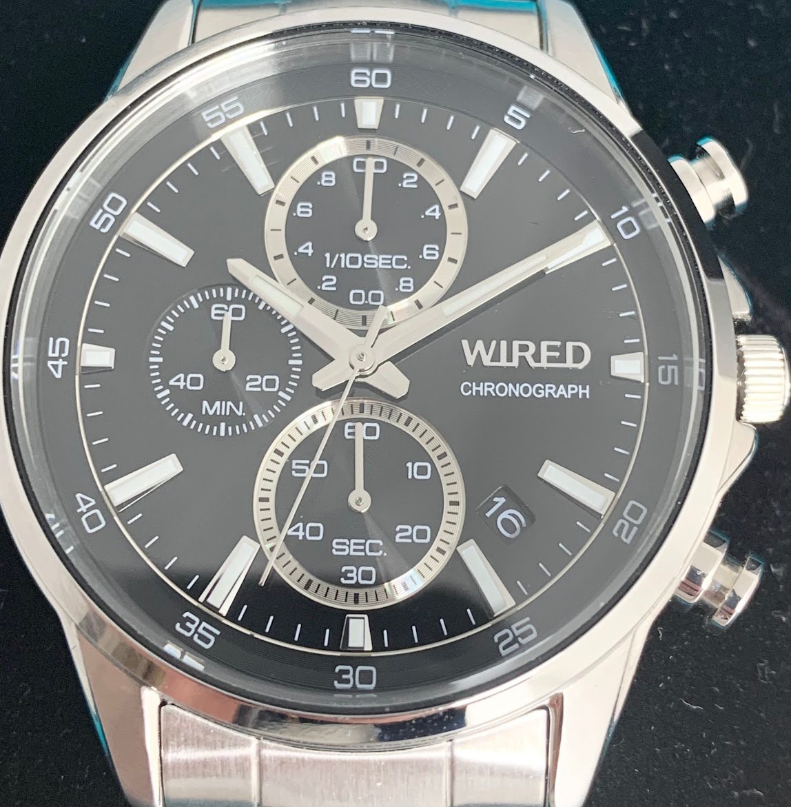 ■セイコー SEIKO ワイアード WIRED クロノグラフ メンズ腕時計 ブラック 人気モデル VD57-KND0 AGAT424