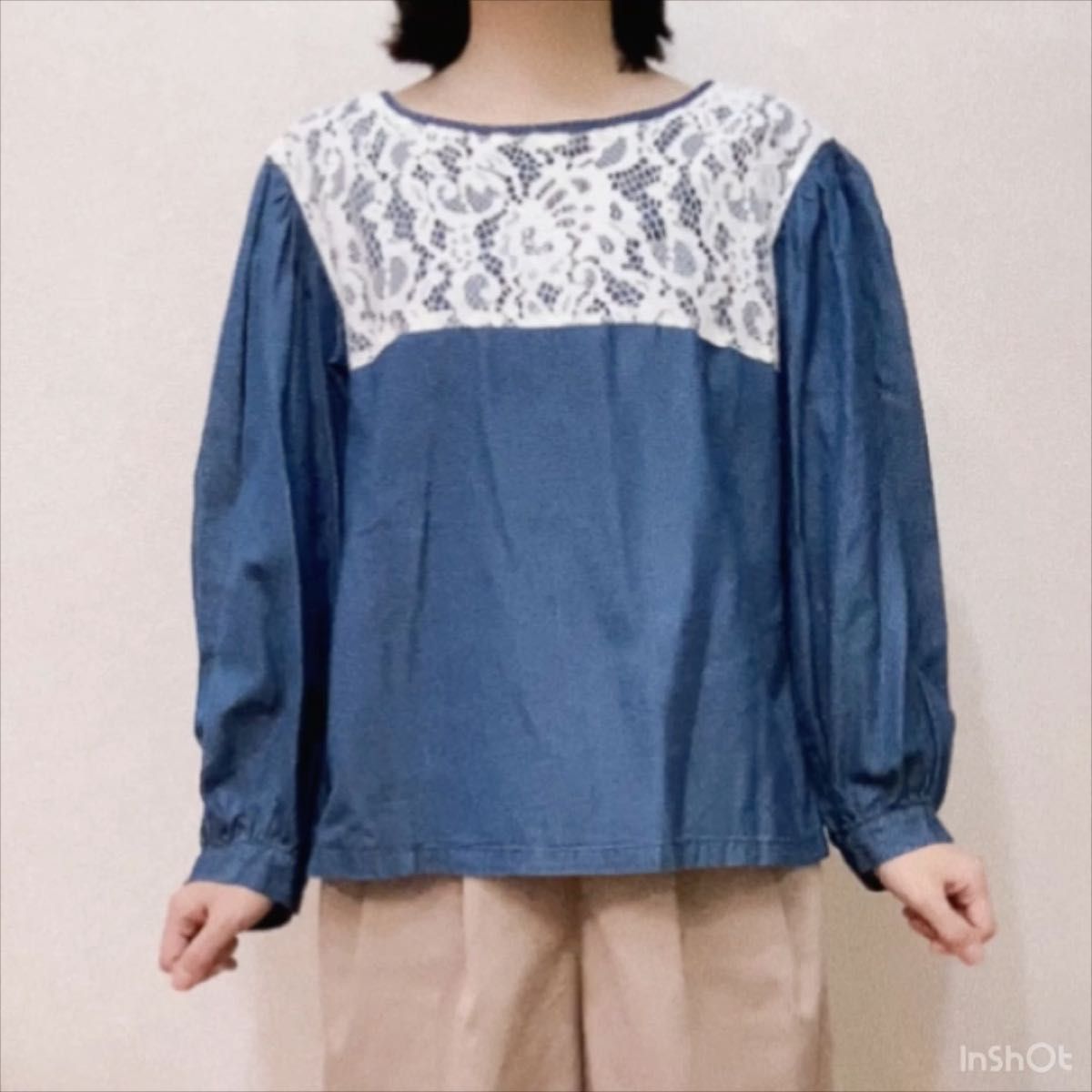フォロワー割★アーバンリサーチ レース×デニム切替カットソー ゆるだぼ 森ガール y2k