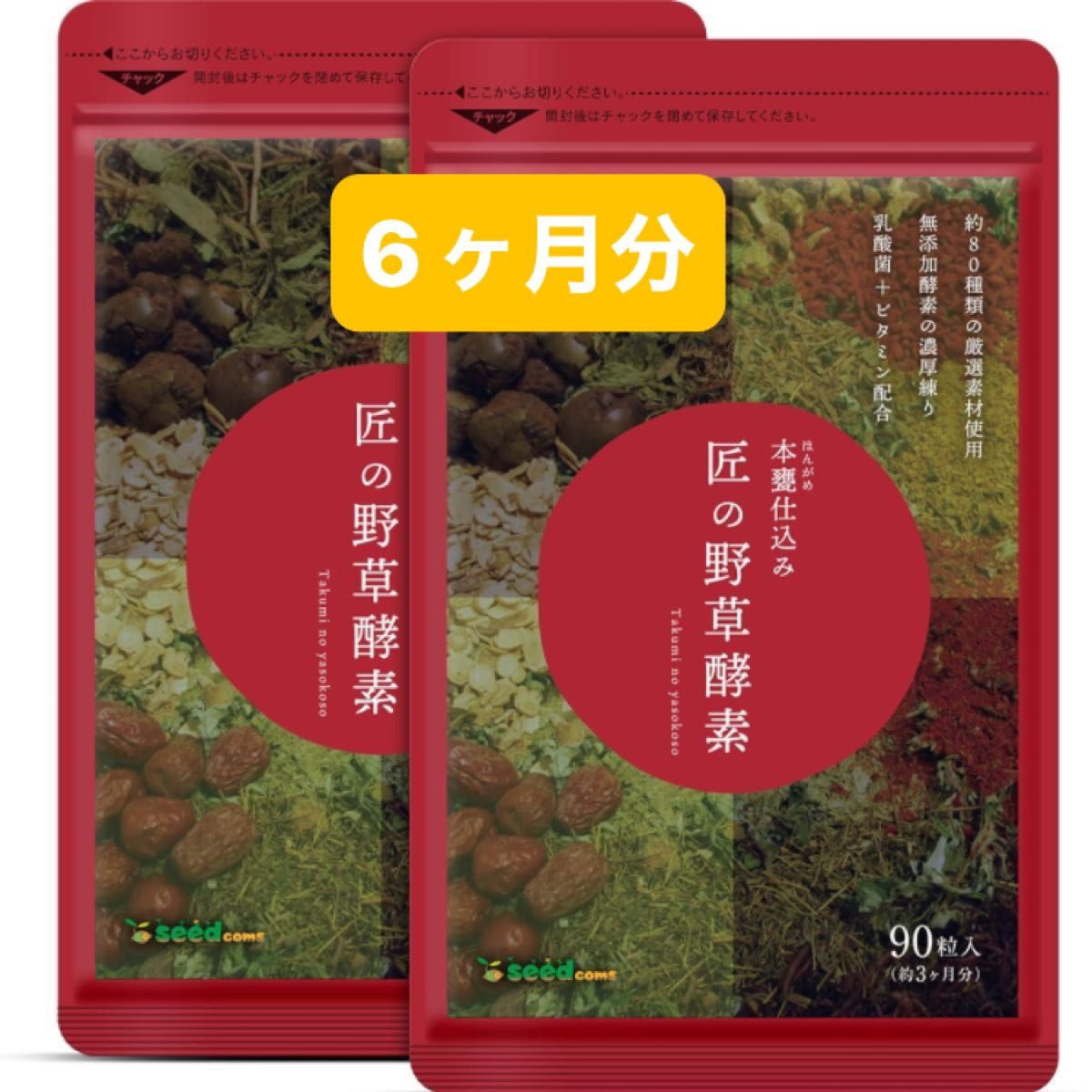 シードコムス 匠の野草酵素 乳酸菌 90粒×2袋 6ヶ月分 半年分