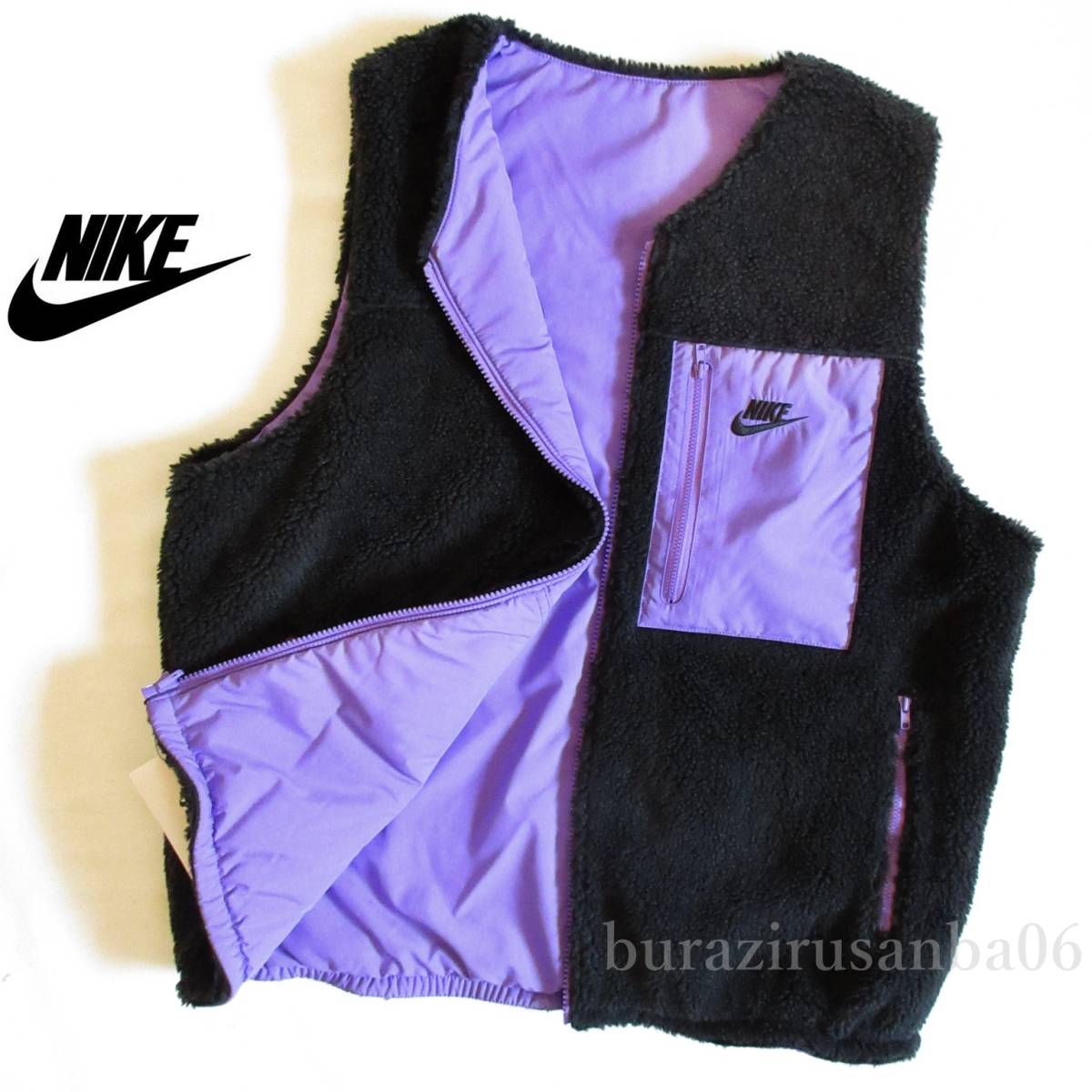 メンズ 2XL◆未使用 定価12,650円 NIKE ナイキ リバーシブル ボアフリース ベスト 高耐久リップストップ素材 ボアベスト ルーズフィット_画像1