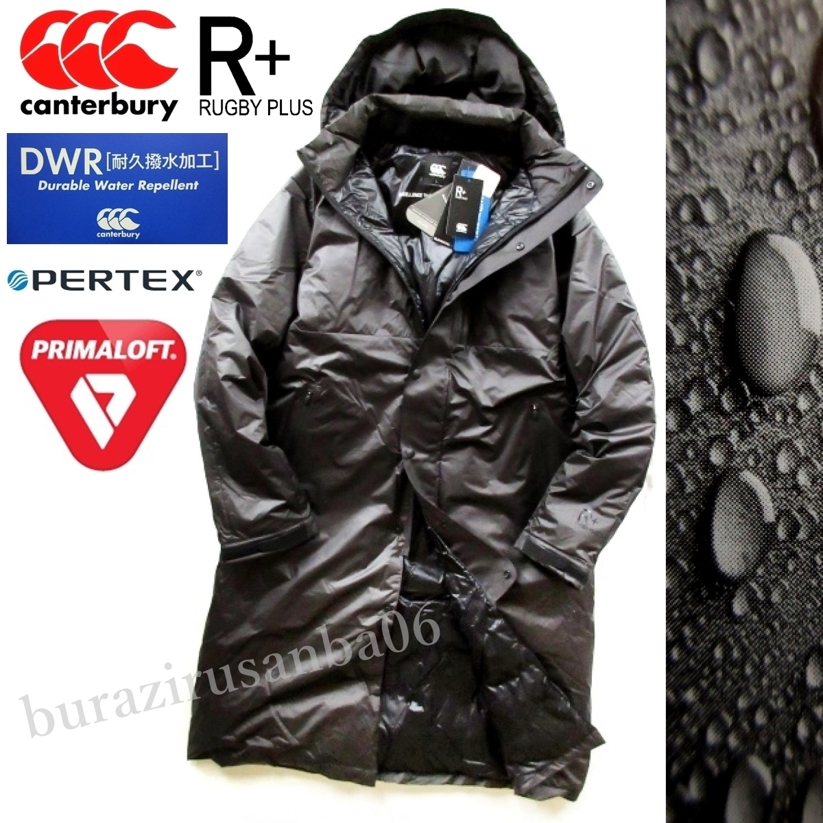 メンズ XL ◆未使用 定価41,800円 canterbury カンタベリー PRIMALOFT 高機能中綿 フーデッド インサレーションコート PERTEX 耐久撥水DWR_残少