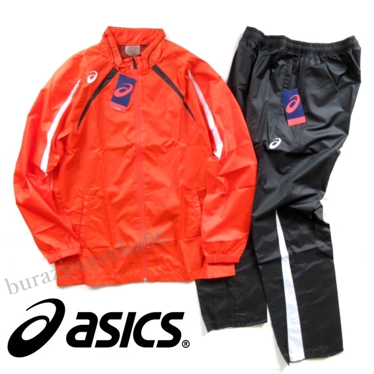 メンズ L◆未使用 asics アシックス ウインドブレーカー ジャケット ウインドブレーカーパンツ 裏メッシュ 上下 トレーニング セットアップ_画像1