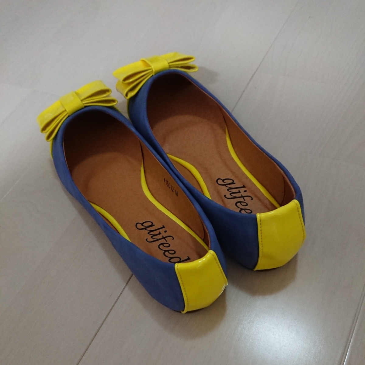 [ новый товар не использовался ]glifeed*bi bit цвет ^ Flat туфли-лодочки! размер M* флуоресценция цвет! желтый 