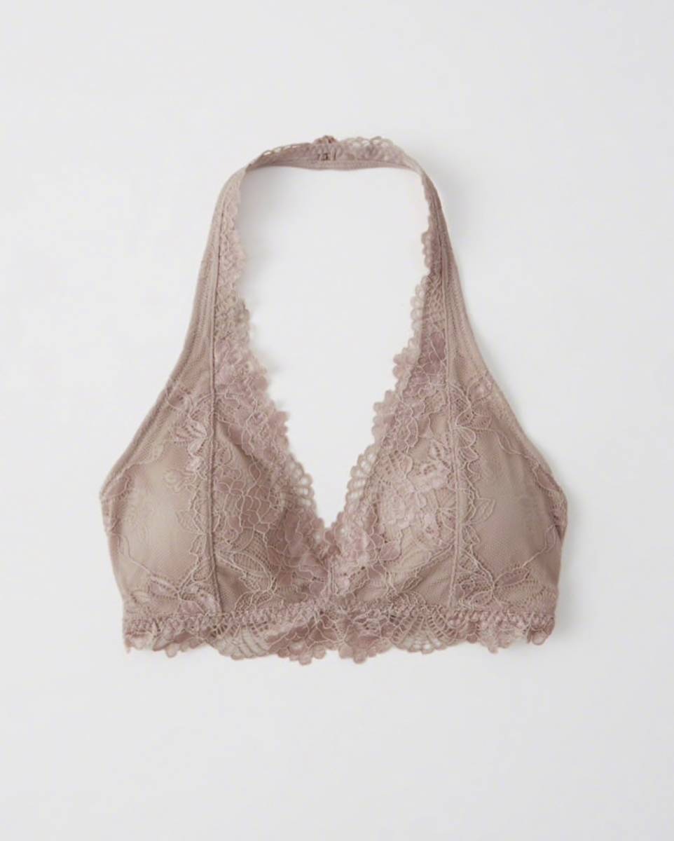 アバクロ レース ホルター ブラ パッド付 70C 75B 80A Lace Halter Bralette ライトピンク_画像2