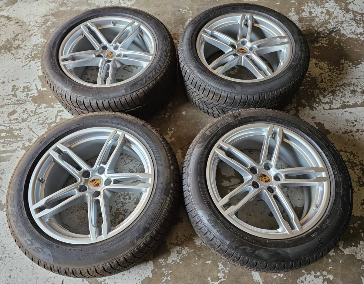 新車外し ポルシェ マカン 純正ホイール スタッドレスタイヤ 235/55R19 & 255/50R19 Pirelli 4本1セット+TPMS Porsche macan_画像1