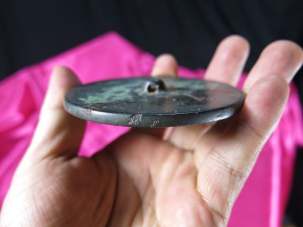 ヤフオク! - A 古代中国素文鏡 遺跡発掘品 金工 化粧道具 身