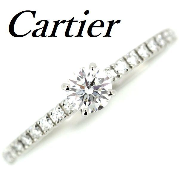 e tongue cell du Cartier diamond 0.22ct D-VVS1-3EX ring Pt950 #49